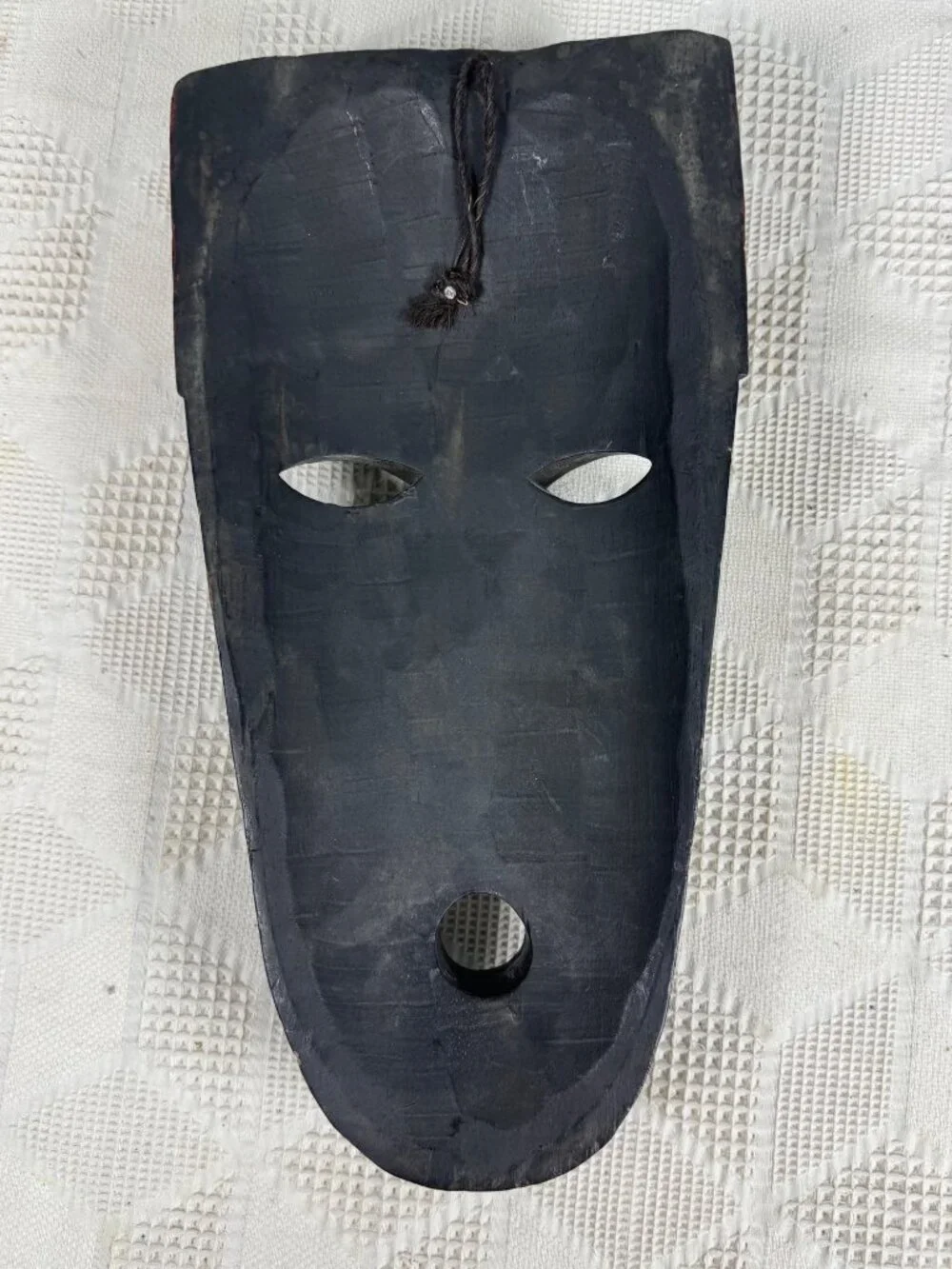 Hand Carved Wooden Tribal Mask Red & Black Finish Wall Hanging Temor Indonesia